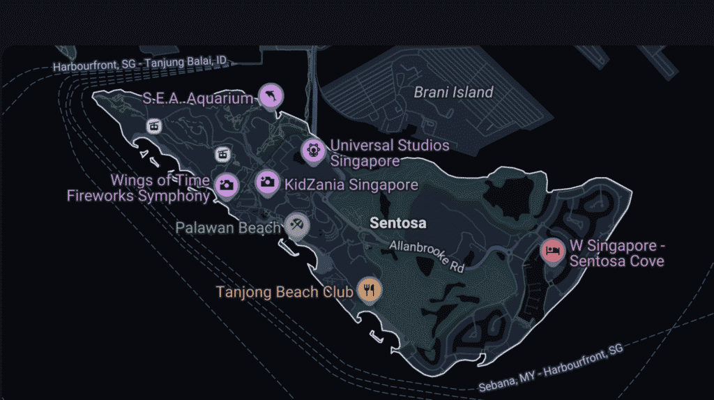 聖淘沙(Sentosa)完全攻略:交通指南+門票優惠分享 Sentosa Island Map 1