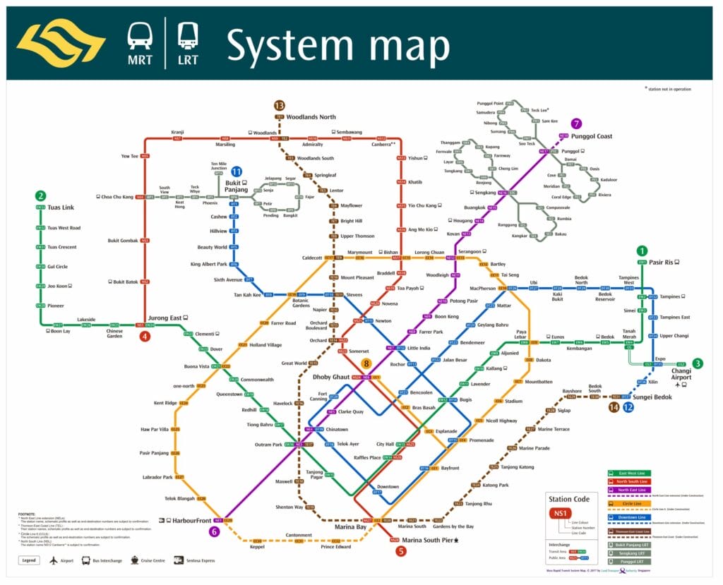 新加坡旅遊攻略:機票・住宿・景點・活動 Singapore MRT Map