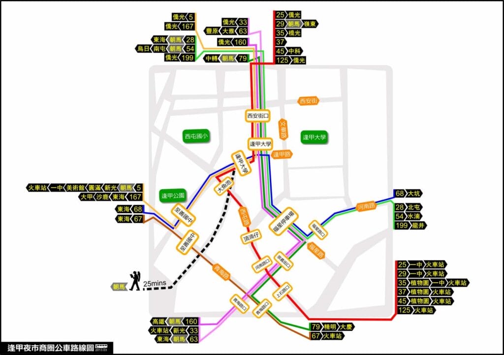 逢甲夜市攻略:台中美食天堂完全指南 Taiwan Taichung Feng Chia Night Market 逢甲夜市商圈公車路線圖